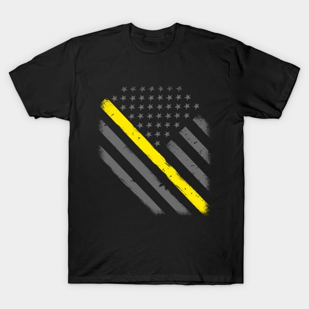 Thin Gold Line American Flag T-Shirt by bluelinemotivation